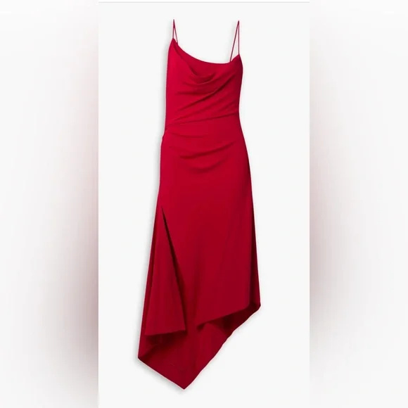 New! MONSE Draped Asymmetric Slip Tank Dress‎ in Crimson Sz 12 $1,190